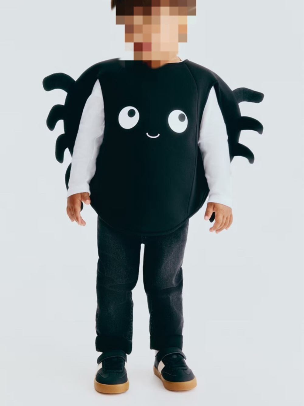H&M Black Spider Costume Top with White Face Detail + Hat - 18 mo - 2T